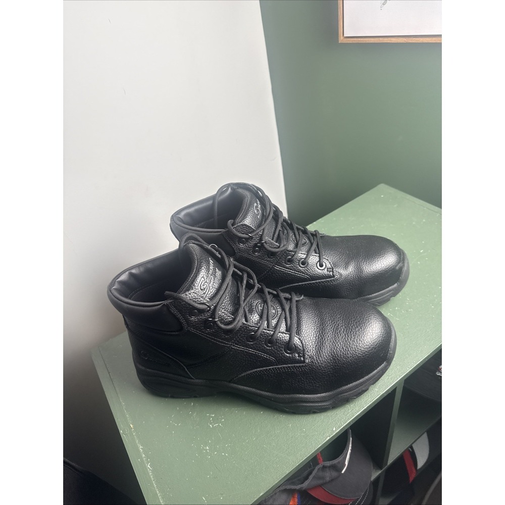 S Sport By Skechers Elton Black Steel Toe Leather‎ Work Boots Men's Size 12